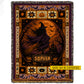 Personalized Halloween Witch Fleece Blanket, Fly With The Moon Woven Blanket, Sherpa Blanket Spooky Season Gift For Witch Lover