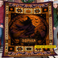 Personalized Halloween Witch Fleece Blanket, Fly With The Moon Woven Blanket, Sherpa Blanket Spooky Season Gift For Witch Lover