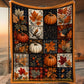 Halloween Autumn Maple Leaves Throw Fleece Blanket, Fall Pumpkin Patchwork Woven Blanket, Sherpa Blanket Spooky Season Gift For Pumpkins Lover