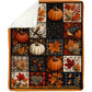 Halloween Autumn Maple Leaves Throw Fleece Blanket, Fall Pumpkin Patchwork Woven Blanket, Sherpa Blanket Spooky Season Gift For Pumpkins Lover