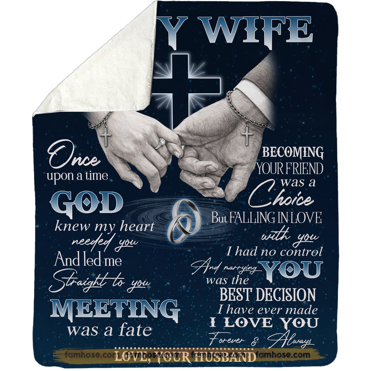 Personalized To My Wife Fleece Blanket, God Knew My Heart Needed You Woven Blanket, Christian Sherpa Blanket Gift For Wife