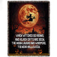 Halloween Witch & Black Cat Fleece Blanket, When Witches Go Riding Woven Blanket, Sherpa Blanket Spooky Season Gift For Witch Lovers
