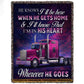 Trucker's Wife Fleece Blanket, He Knows I'll Be Here Woven Blanket, Cozy Sherpa Blanket Valentine Gift For Trucker's Wife