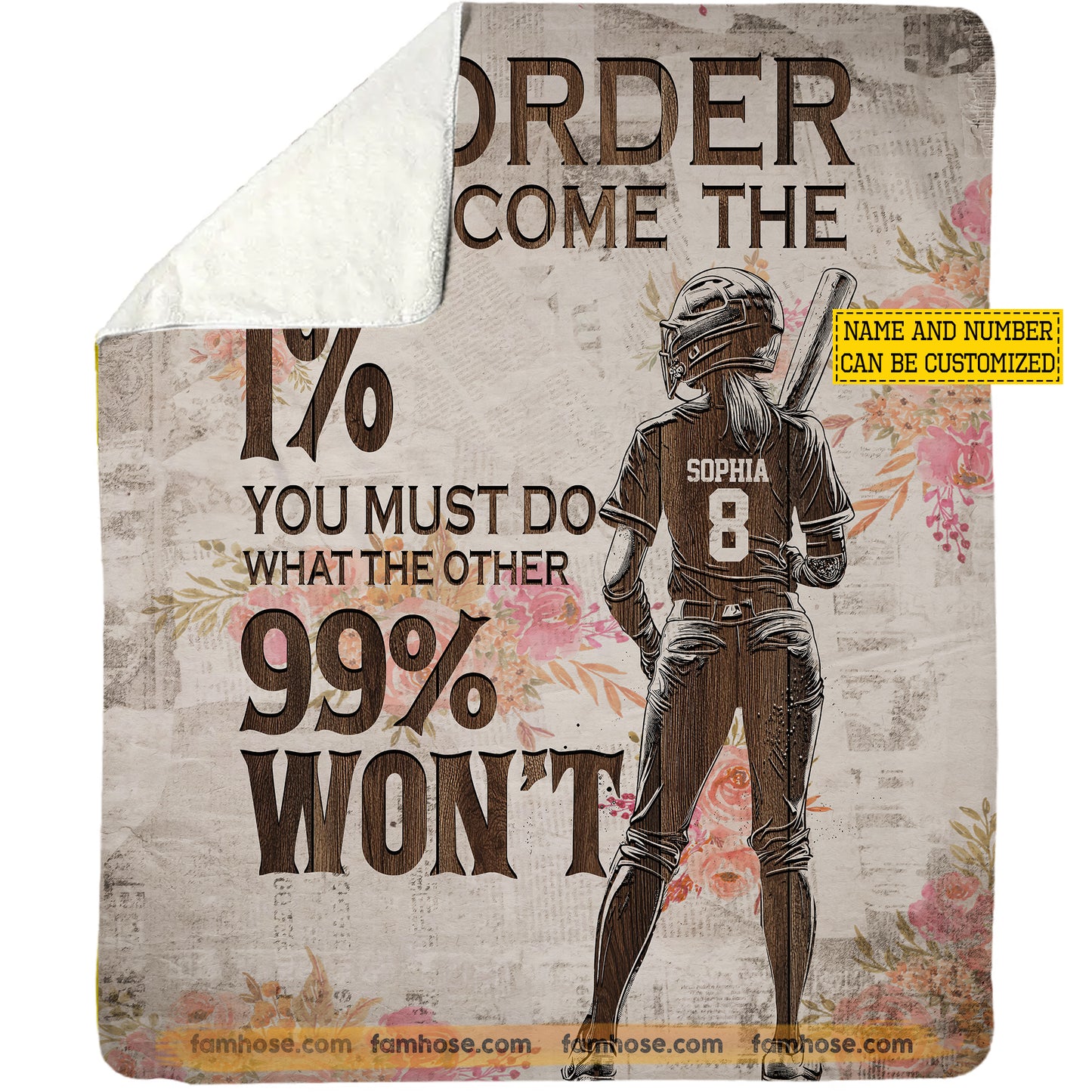 Personalized Softball Girl Fleece Blanket, In Order To Become The 1% Sport Woven Blanket, Sherpa Blanket Gift For Softball Lovers