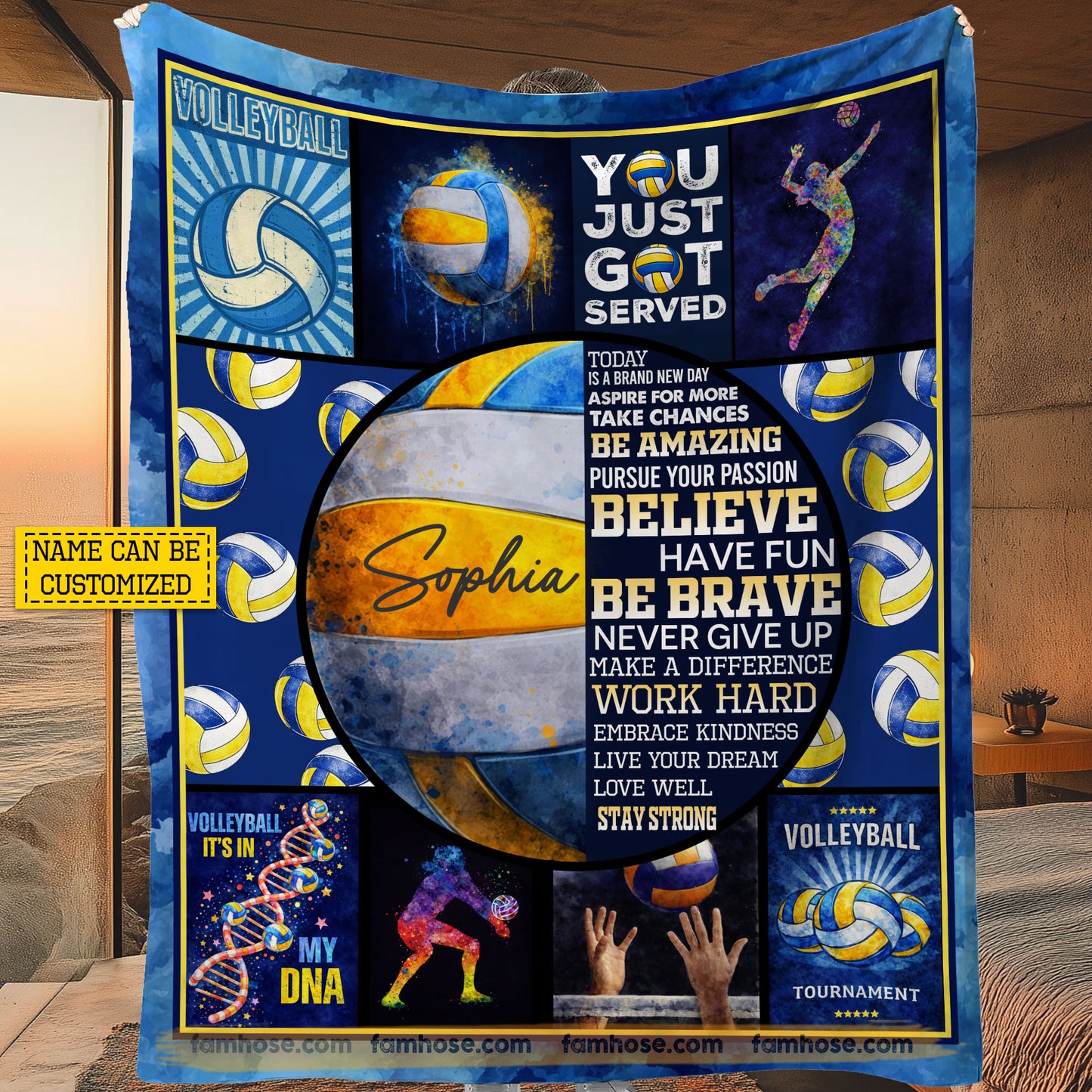 Personalized Volleyball Fleece Blanket, You Just Got Served Sport Woven Blanket, Cozy Sherpa Blanket Gift For Volleyball Lovers