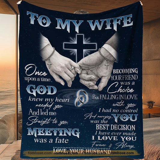 Personalized To My Wife Fleece Blanket, God Knew My Heart Needed You Woven Blanket, Christian Sherpa Blanket Gift For Wife
