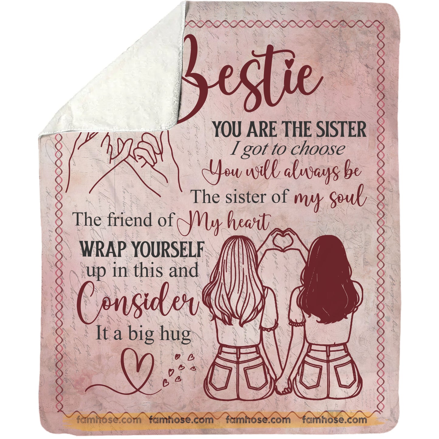 Vintage To My Bestie Fleece Blanket, You Are The Sister Woven Blanket - Sherpa Blanket Gift For Your Best Friend