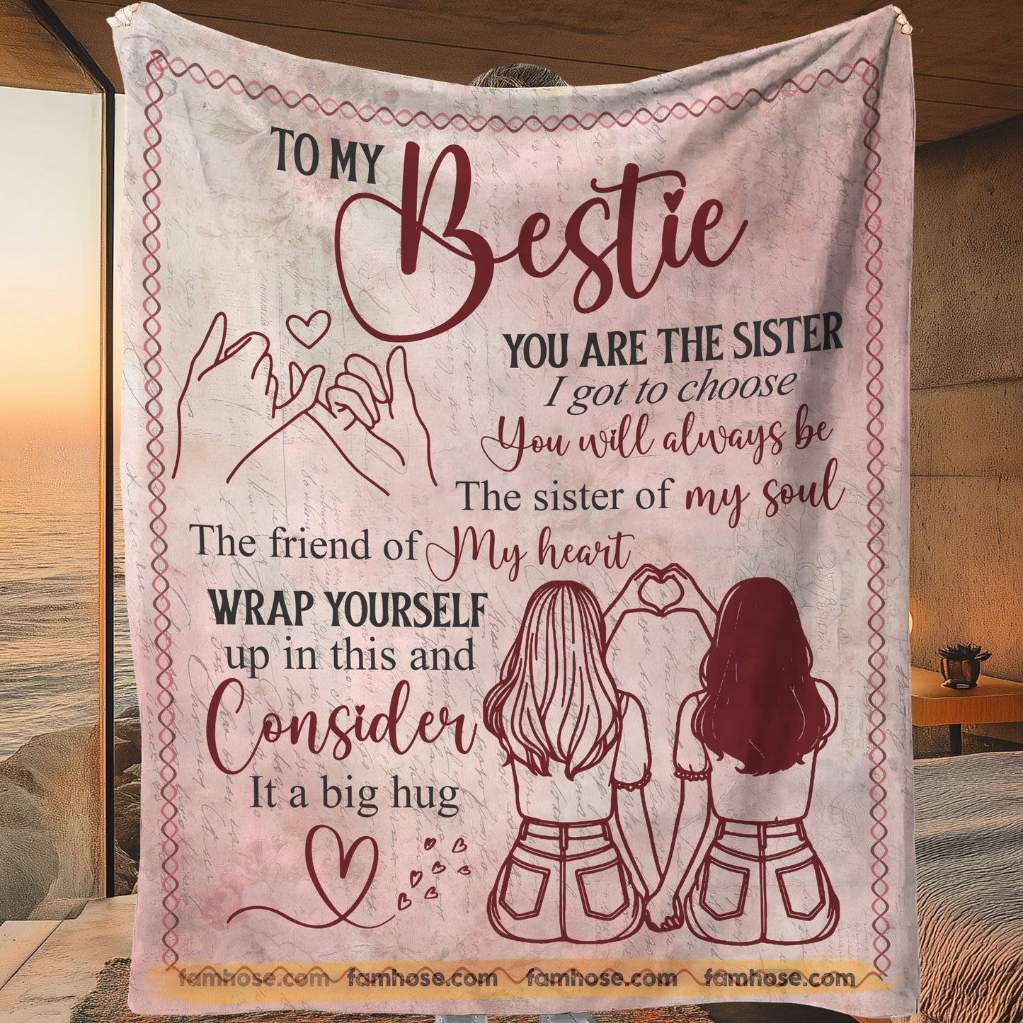 Vintage To My Bestie Fleece Blanket, You Are The Sister Woven Blanket - Sherpa Blanket Gift For Your Best Friend