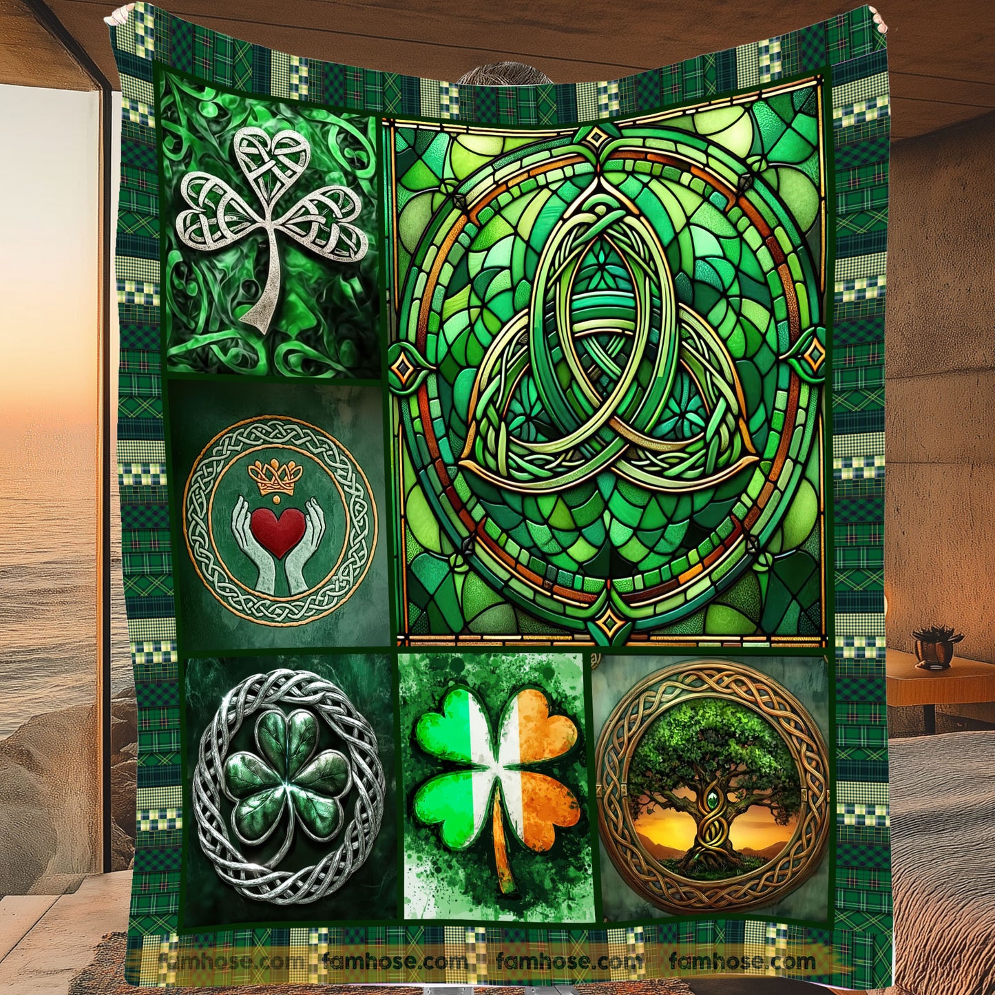 Shamrock Fleece Blanket, Patrick's Sign Woven Blanket, Cool Sherpa Blanket Gift For Patrick's Day
