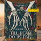 Personalized Halloween Couple Fleece Blanket, Till Death Do Us Part Woven Blanket, Sherpa Blanket Spooky Season Gift For Couple