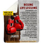 Motivational Personalized Boxing Fleece Blanket, Boxing Life Lessons Sport Woven Blanket, Cool Sherpa Blanket Gift For Boxing Lovers