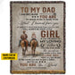Cool Personalized Cowboy & Cowgirl Fleece Blanket, To My Dad Woven Blanket, Cool Sherpa Blanket Gift For Dad From Horse-Loving Daughter