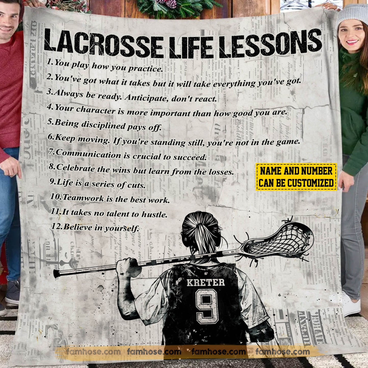 Personalized Lacrosse Girls Fleece Blanket, Lacrosse Life Lessons Sport Woven Blanket - Sherpa Blanket Gift For Lacrosse Lovers