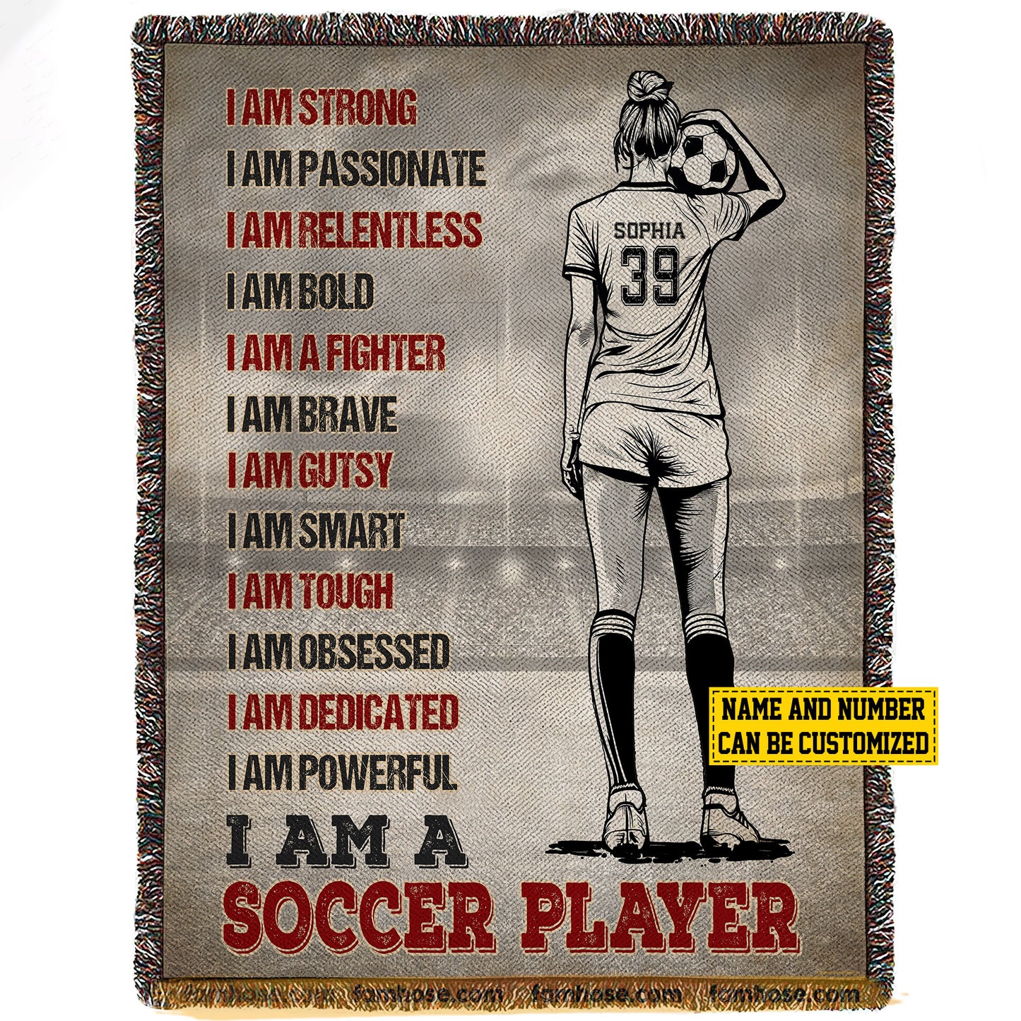 Personalized Soccer Girl Fleece Blanket, I Am A Soccer Player Woven Blanket, Cool Sherpa Blanket Gift For Soccer Girl, Soccer Lovers