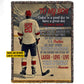 Vintage Personalized Hockey Boy Fleece Blanket, To My Son Sport Woven Blanket, Cool Sherpa Blanket Gift For Hockey Son From Parents