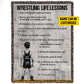 Personalized Wrestling Boys Fleece Blanket, Wrestling Life Lessons Sport Woven Blanket - Sherpa Blanket Gift For Wrestling Lovers