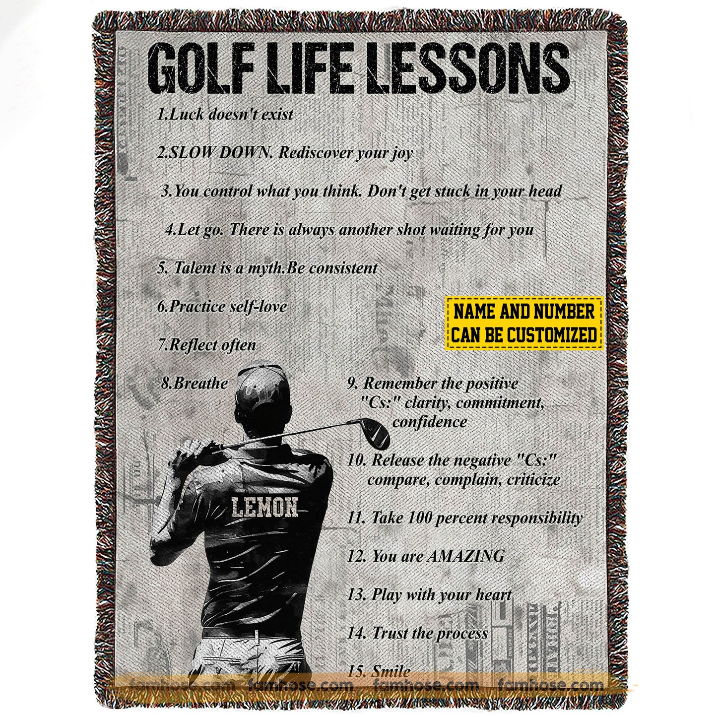 Personalized Golf Boys Fleece Blanket, Golf Life Lessons Sport Woven Blanket - Sherpa Blanket Gift For Golf Lovers