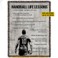 Cool Personalized Handball Fleece Blanket, Handball Life Lessons Sport Woven Blanket, Sherpa Blanket Gift For Handball Lovers