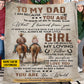 Cool Personalized Cowboy & Cowgirl Fleece Blanket, To My Dad Woven Blanket, Cool Sherpa Blanket Gift For Dad From Horse-Loving Daughter