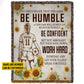 Motivational Personalized Soccer Girl Fleece Blanket, Be Humble Be Confident And Work Hard Sport Woven Blanket, Cool Sherpa Blanket Gift For Soccer Lovers