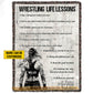 Personalized Wrestling Girls Fleece Blanket, Wrestling Life Lessons Sport Woven Blanket - Sherpa Blanket Gift For Wrestling Lovers