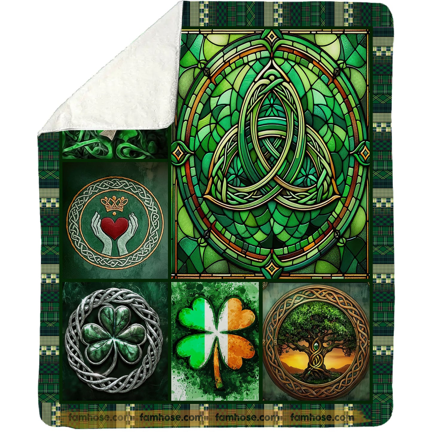 Shamrock Fleece Blanket, Patrick's Sign Woven Blanket, Cool Sherpa Blanket Gift For Patrick's Day