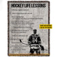 Cool Personalized Hockey Boy Fleece Blanket, Hockey Life Lessons Sport Woven Blanket, Cool Sherpa Blanket Gift For Hockey Lovers