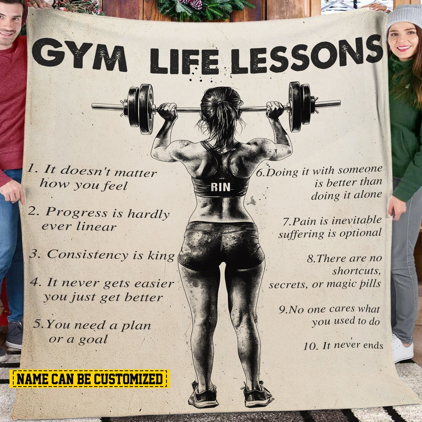 Cool Personalized Gym Girl Fleece Blanket, Gym Life Lessons Sports Woven Blanket, Cool Sherpa Blanket Gift For Gym Lovers