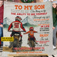 Funny Personalized Motocross Fleece Blanket, To My Son Woven Blanket, Cool Sherpa Blanket Gift For Motocross Son From Dad