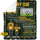 Personalized Soccer Dad And Son Fleece Blanket, To My Son Sports Woven Blanket, Cool Sherpa Blanket Gift For Soccer Lovers