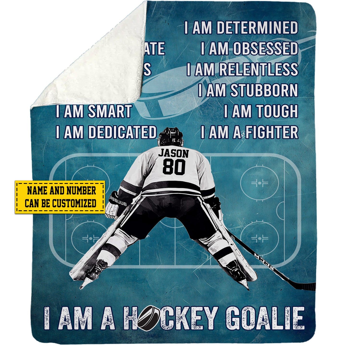 Cool Personalized Hockey Goalie Fleece Blanket, I Am A Hockey Goalie Woven Blanket, Cool Sherpa Blanket Gift For Hockey Lovers