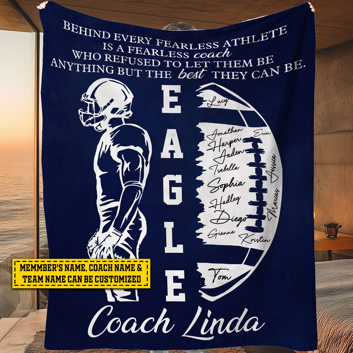 Personalized Football Boy Eagle Fleece Blanket, Football Woven Blanket, Cool Sherpa Blanket Gift For Football Lovers, Football Players