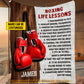 Motivational Personalized Boxing Fleece Blanket, Boxing Life Lessons Sport Woven Blanket, Cool Sherpa Blanket Gift For Boxing Lovers