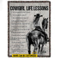 Personalized Cowgirl Fleece Blanket, Cowgirl Life Lessons Baseball Woven Blanket, Cool Sherpa Blanket Gift For Horse Lovers