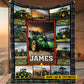 Personalized Green Tractor Fleece Blanket, Tractor Woven Blanket, Cool Sherpa Blanket Gift For Tractor Lovers, Farmer