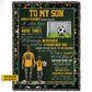 Personalized Soccer Dad And Son Fleece Blanket, To My Son Sports Woven Blanket, Cool Sherpa Blanket Gift For Soccer Lovers