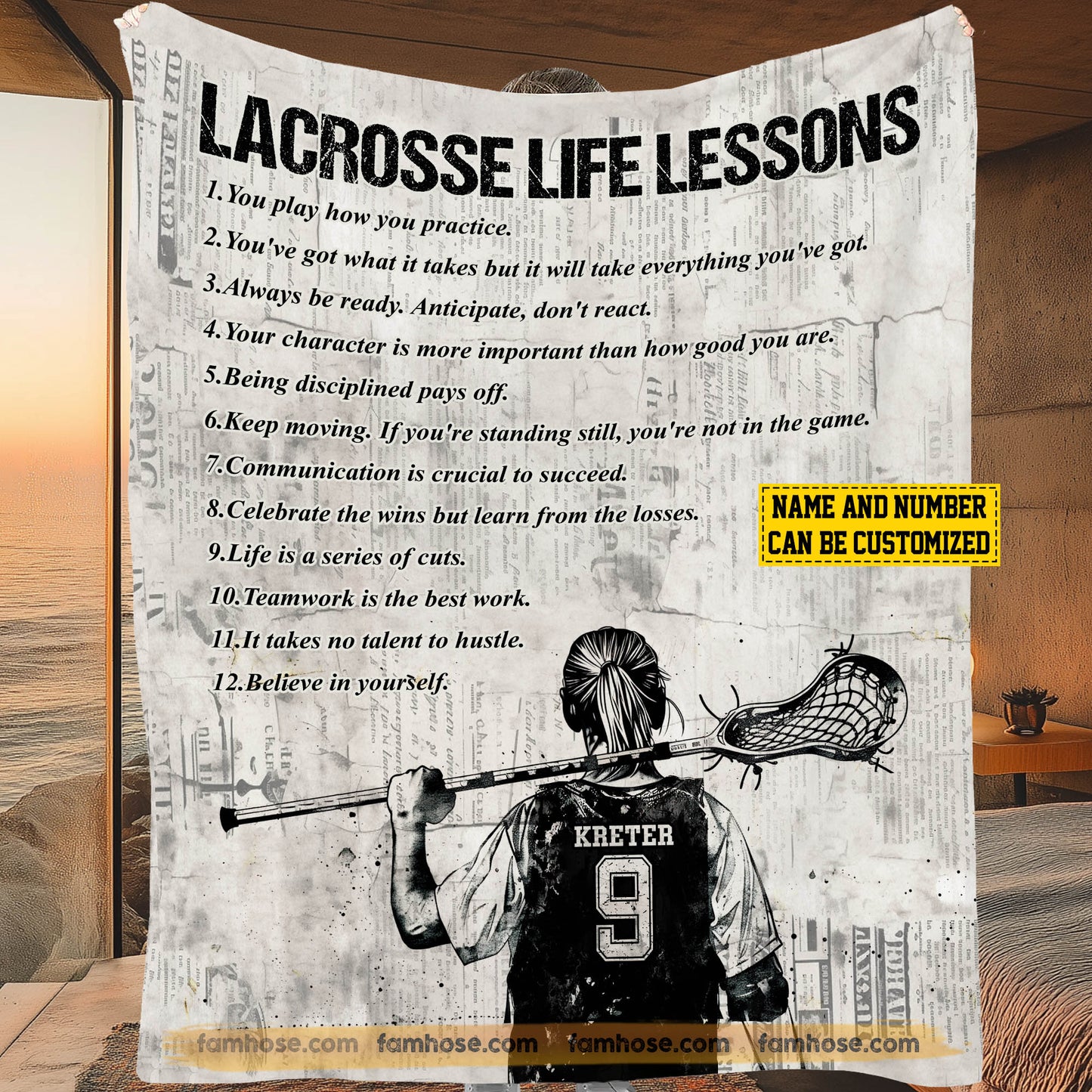 Personalized Lacrosse Girls Fleece Blanket, Lacrosse Life Lessons Sport Woven Blanket - Sherpa Blanket Gift For Lacrosse Lovers