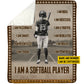 Cool Personalized Softball Girl Fleece Blanket, I Am A Softball Player Sport Woven Blanket, Cool Sherpa Blanket Gift For Softball Lovers