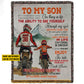 Funny Personalized Motocross Fleece Blanket, To My Son Woven Blanket, Cool Sherpa Blanket Gift For Motocross Son From Dad