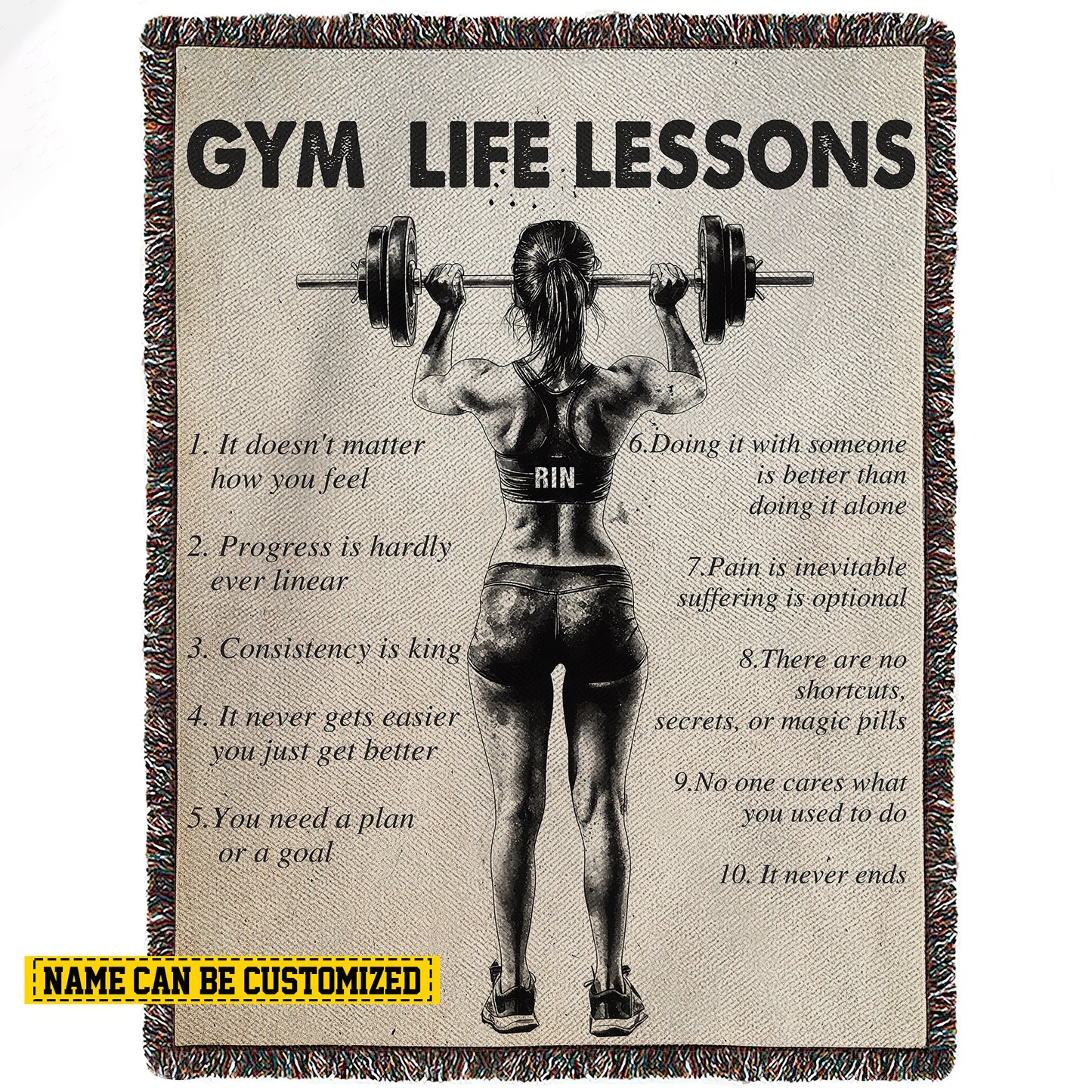 Cool Personalized Gym Girl Fleece Blanket, Gym Life Lessons Sports Woven Blanket, Cool Sherpa Blanket Gift For Gym Lovers