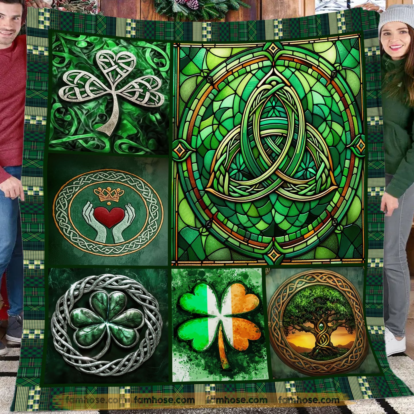 Shamrock Fleece Blanket, Patrick's Sign Woven Blanket, Cool Sherpa Blanket Gift For Patrick's Day