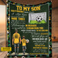 Personalized Soccer Dad And Son Fleece Blanket, To My Son Sports Woven Blanket, Cool Sherpa Blanket Gift For Soccer Lovers