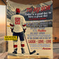 Vintage Personalized Hockey Boy Fleece Blanket, To My Son Sport Woven Blanket, Cool Sherpa Blanket Gift For Hockey Son From Parents
