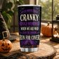 Personalized Halloween Black Cat Witch Tumbler, Never Underestimate A Cranky Old Woman, Spooky Season Stainless Steel Tumbler, Travel Mug Tumblers Gift For Cat Lover