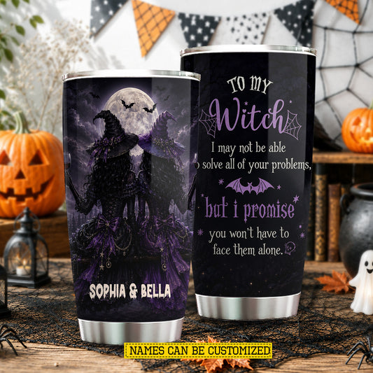 Personalized Halloween Best Friend Witch Tumbler, To My Witch, Spooky Season Stainless Steel Tumbler, Travel Mug Tumblers Gift For Your Best Friend