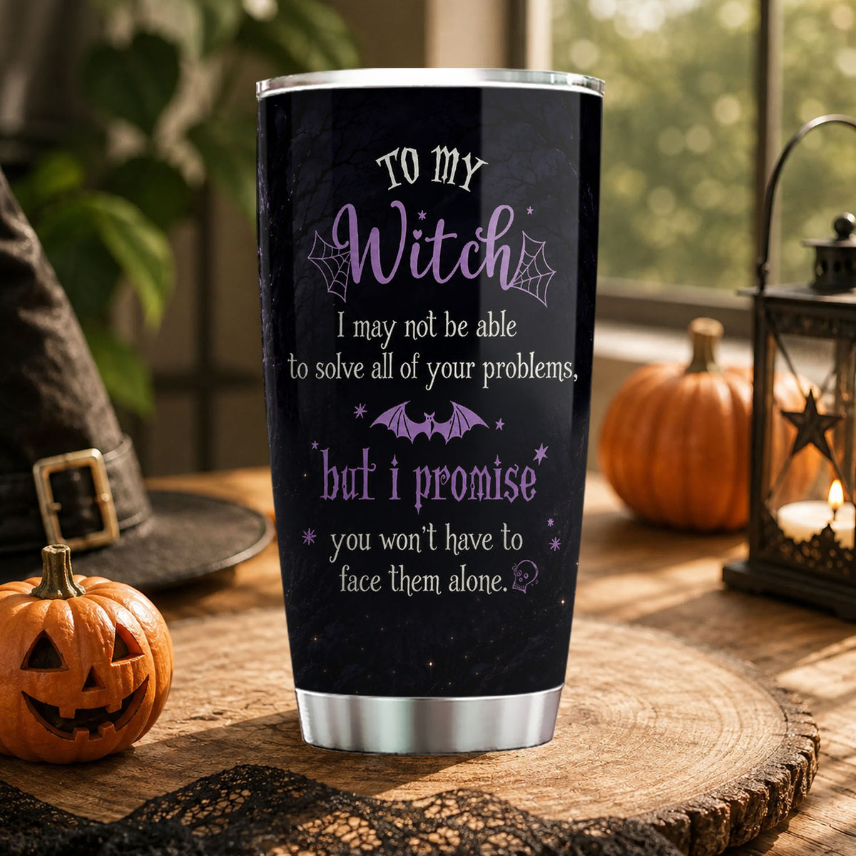 Personalized Halloween Best Friend Witch Tumbler, To My Witch, Spooky Season Stainless Steel Tumbler, Travel Mug Tumblers Gift For Your Best Friend