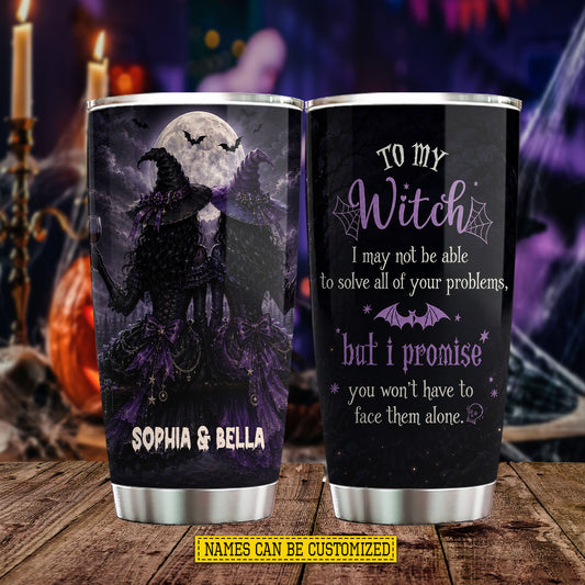 Personalized Halloween Best Friend Witch Tumbler, To My Witch, Spooky Season Stainless Steel Tumbler, Travel Mug Tumblers Gift For Your Best Friend