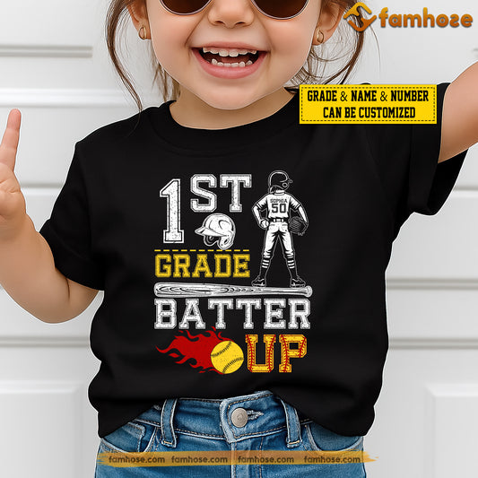 Funny Personalized Back To School Softball Girl Kid T-shirt, Batter Up Sport Tees Gift For Softball Lovers