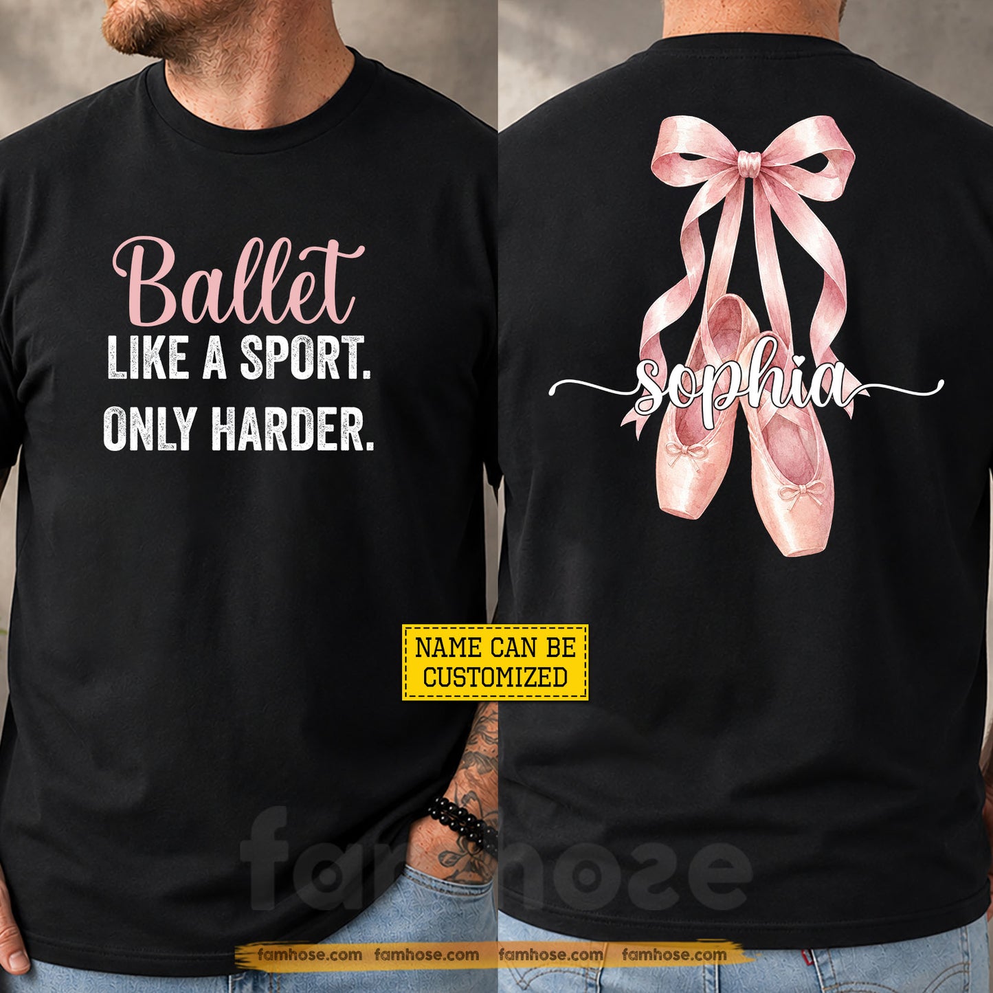 Personalized Ballet Two-sided T-shirt, Like A Sport Only Harder Tees Gift For Ballet Lover