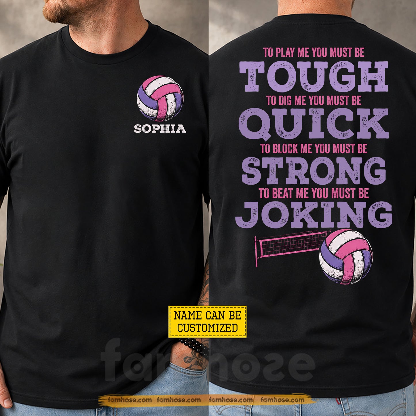 Personalized Volleyball Two-sided T-shirt, To Beat Me You Must Be Joking Sport Tees Gift For Volleyball Lover